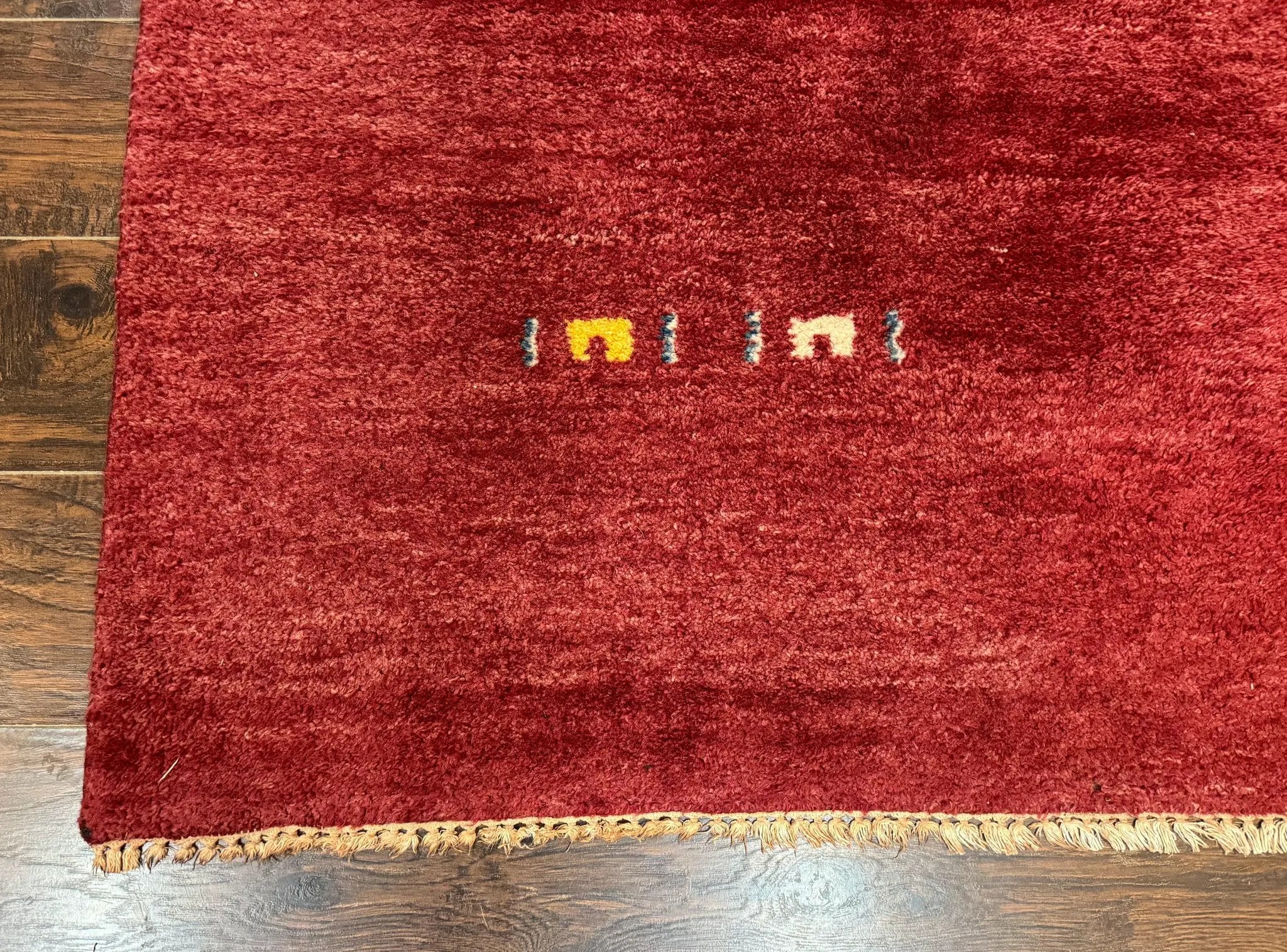 Modern Indo Persian Gabbeh Rug 7x10, Red, Tribal Area Rug by Jewel Rugs