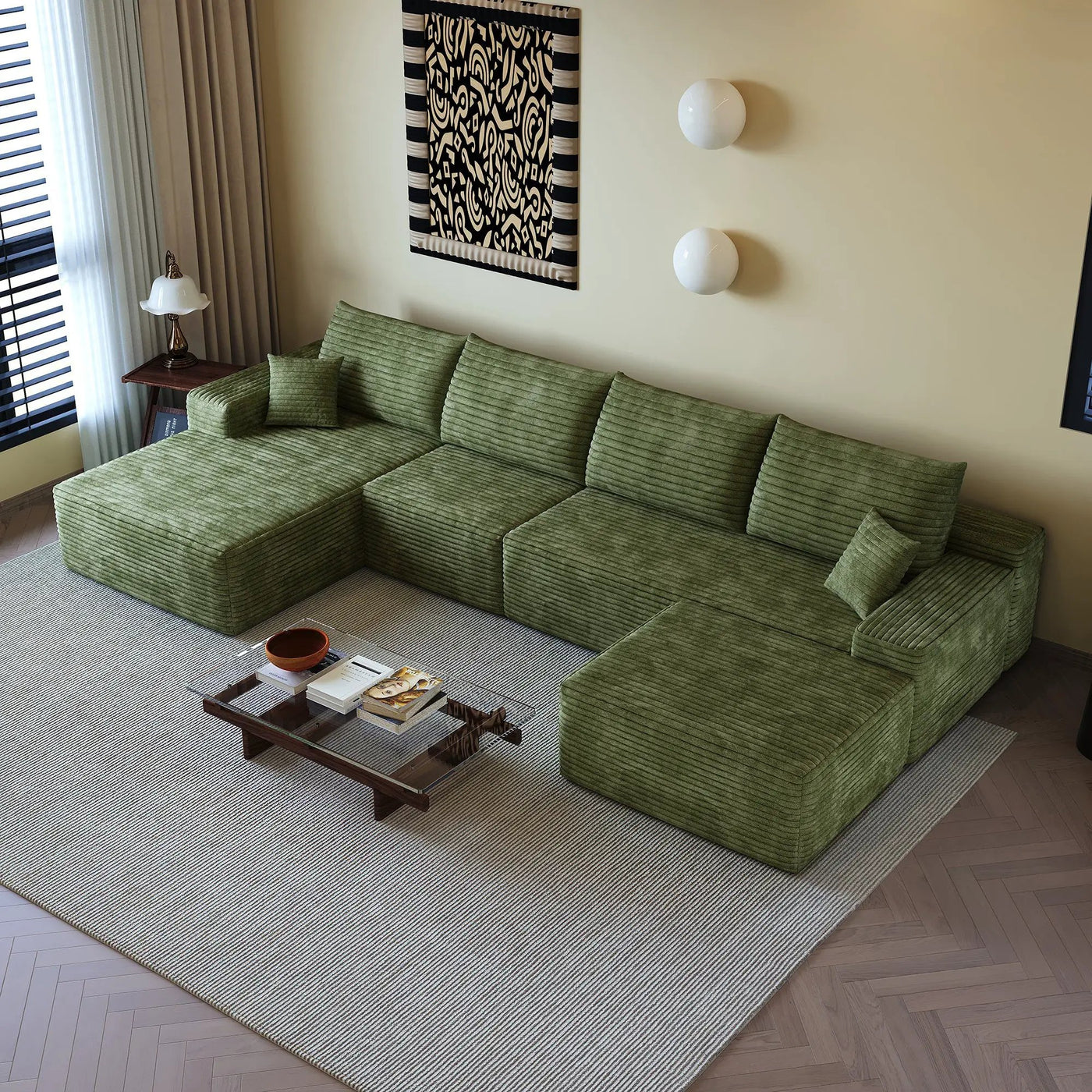 135" Cloud Sectional Sofa with 1 Ottoman by HouseOfZazla
