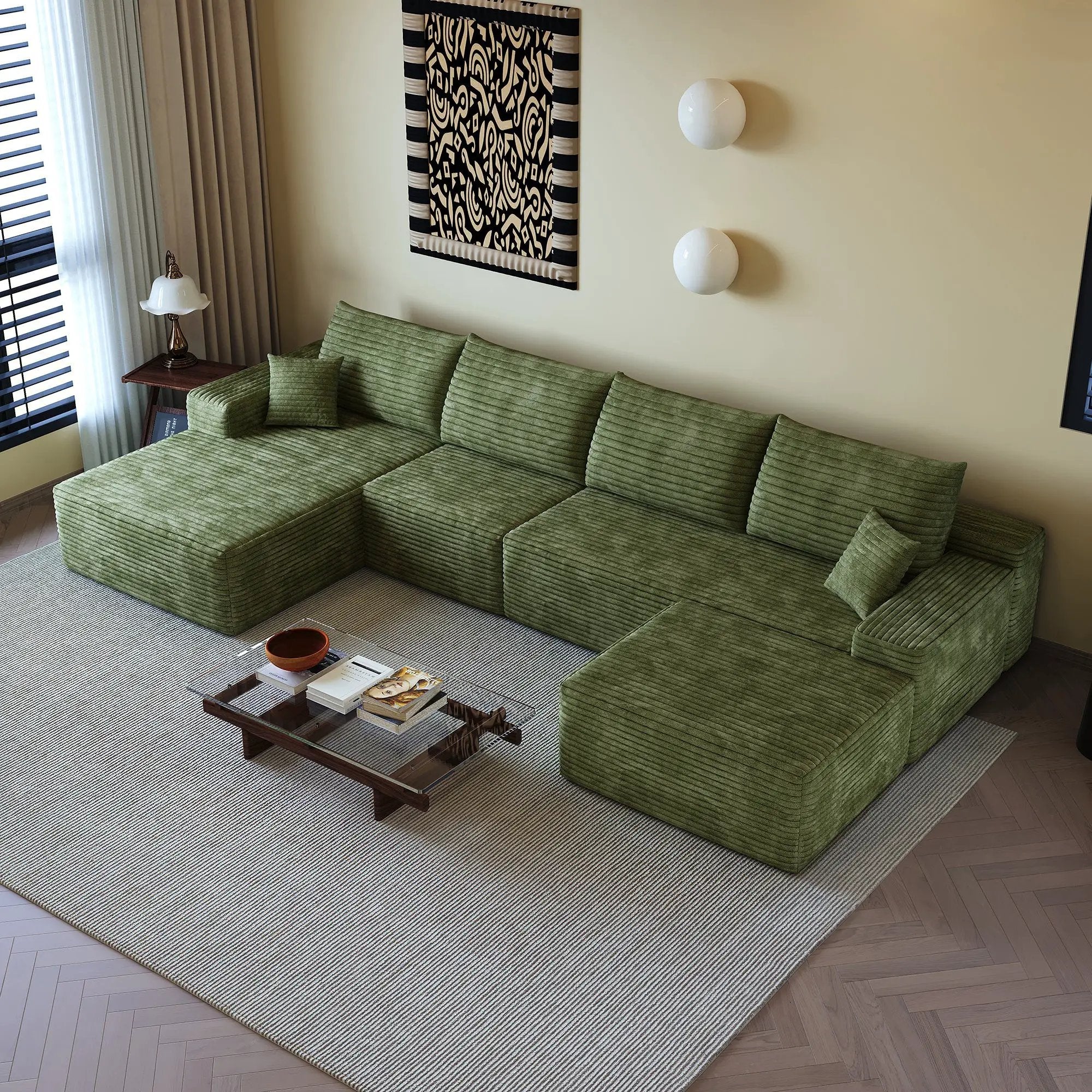 135" Cloud Sectional Sofa with 1 Ottoman by HouseOfZazla