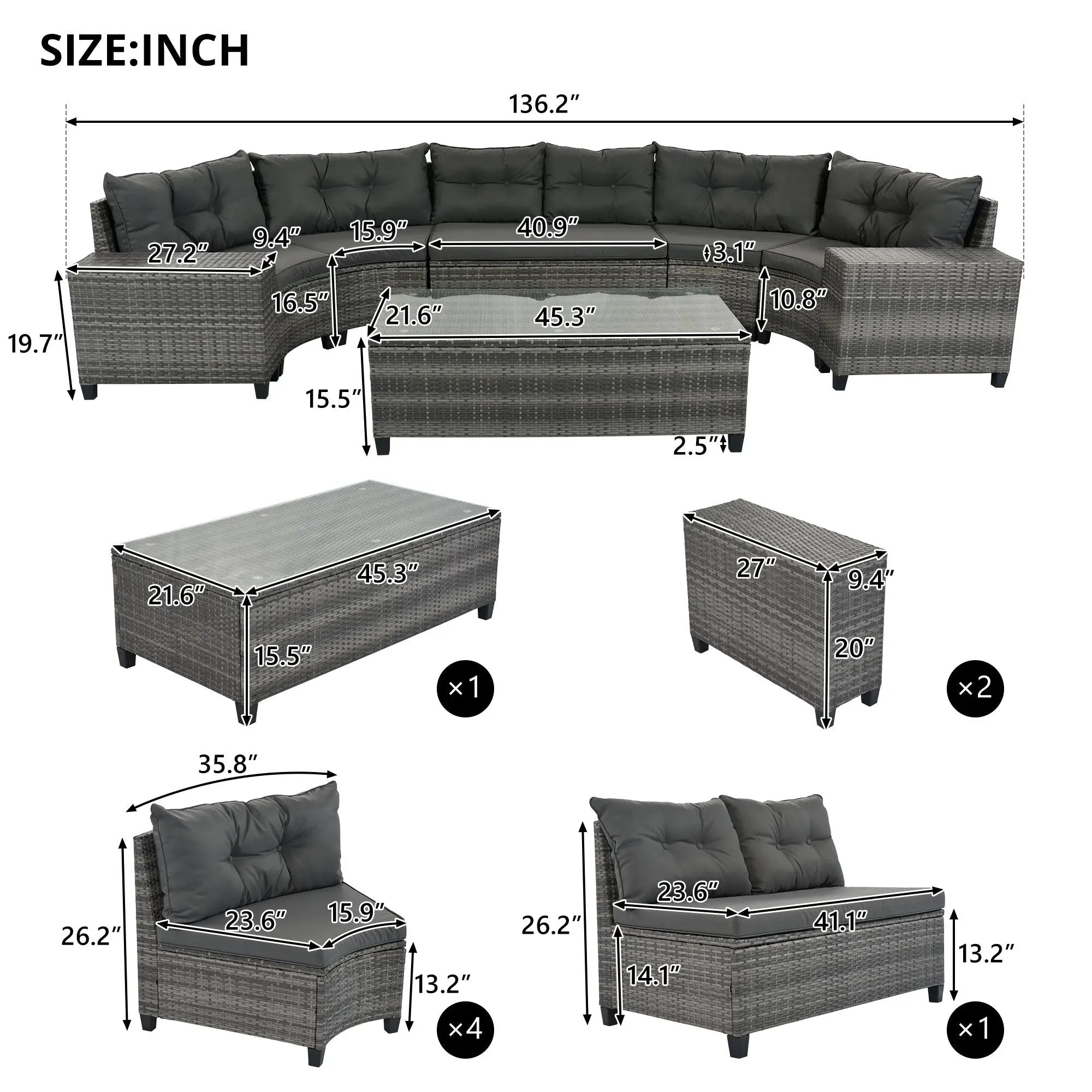 8-Pieces Outdoor Wicker Round Sofa Set by HouseOfZazla
