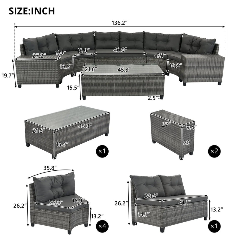 8-Pieces Outdoor Wicker Round Sofa Set by HouseOfZazla