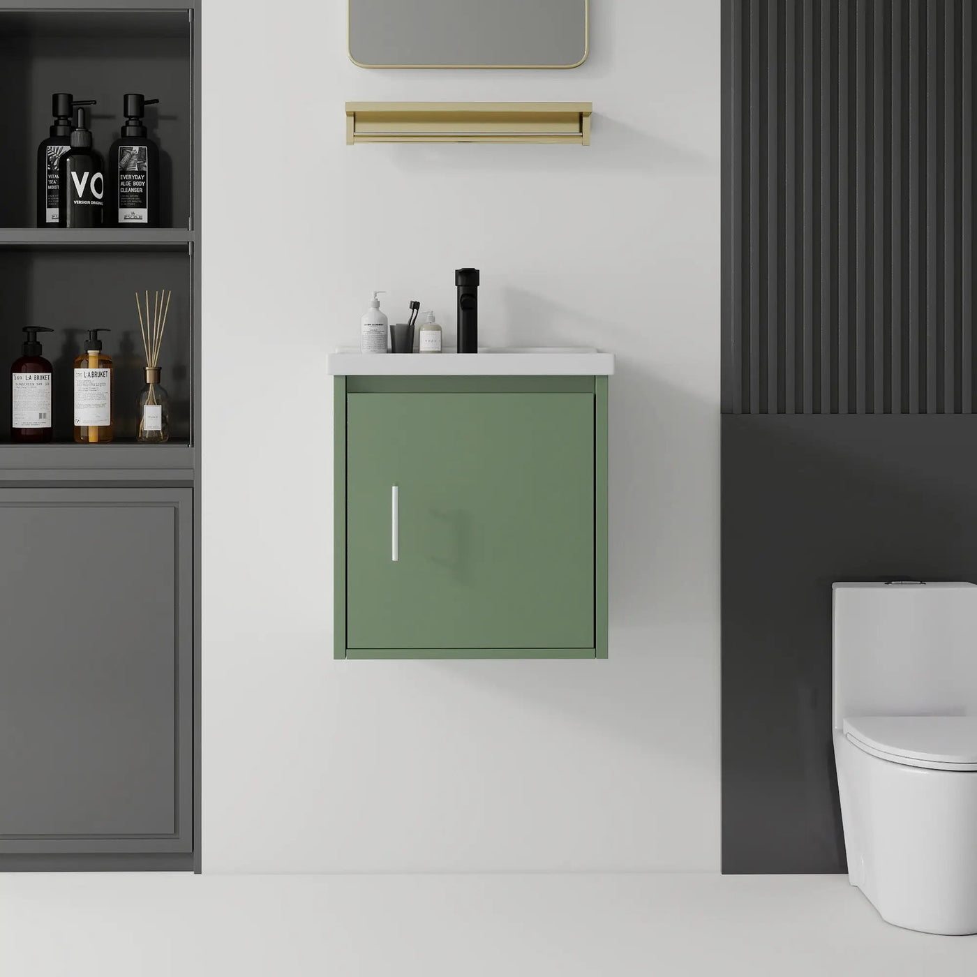 20 Inch Floating Bathroom Vanity with Sink, Soft-Close Door, Ceramic Sink, Plywood by HouseOfZazla