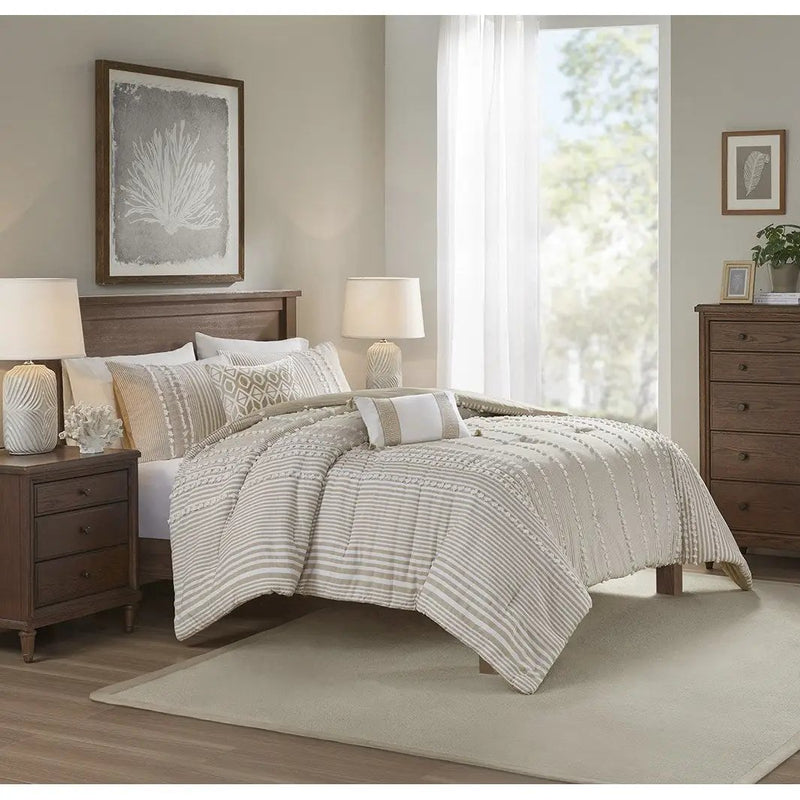 Full/Queen 3 Piece Cotton Yarn Dyed Comforter Set by HouseOfZazla