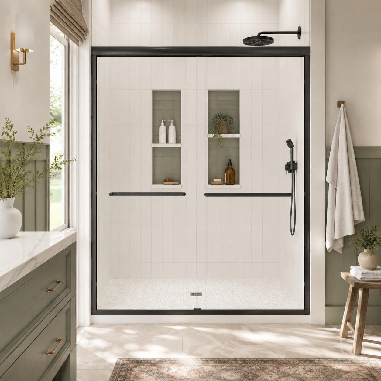 50-54" W x 72" H Framed Double Sliding Shower Door by HouseOfZazla