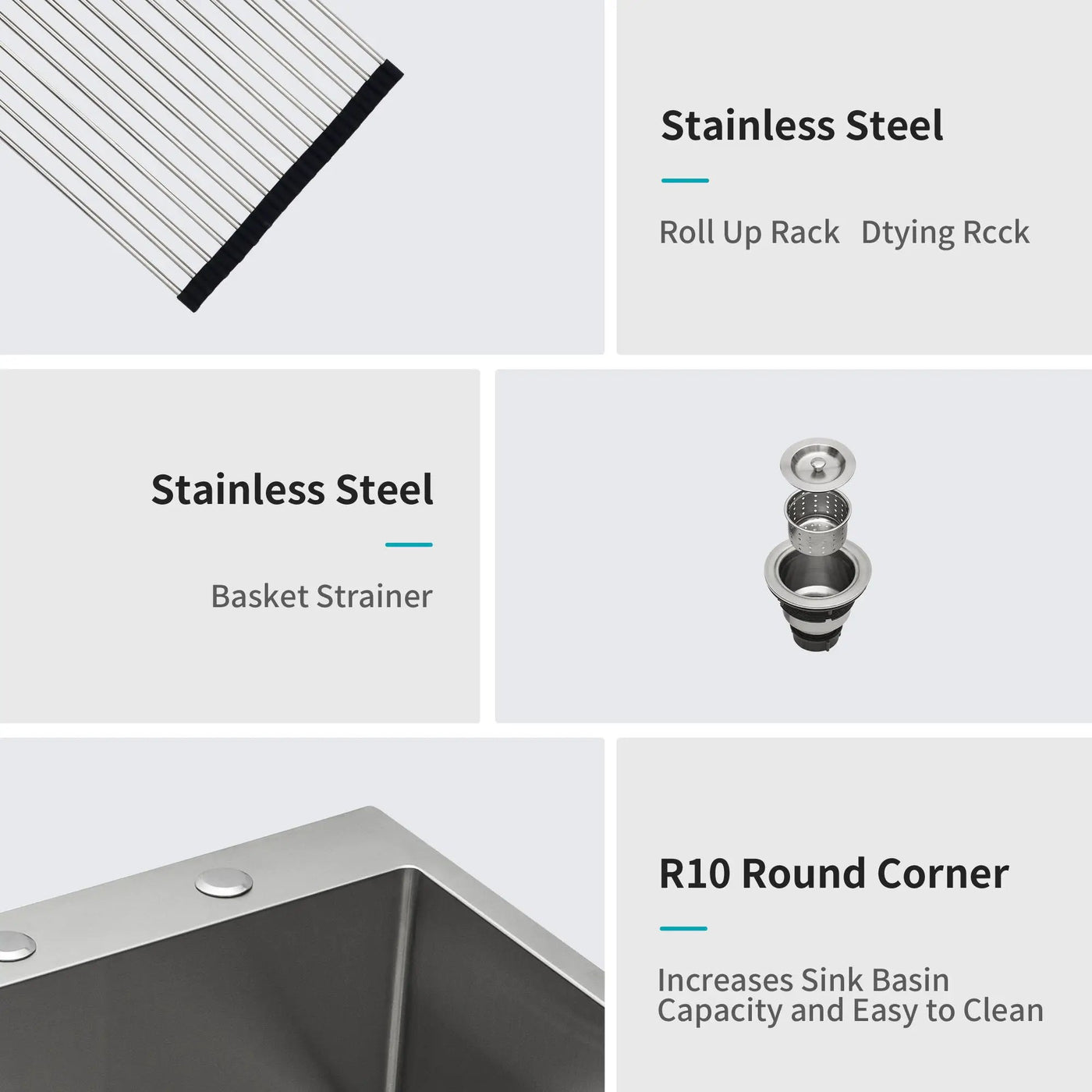 Drop In Kitchen Sink, 16 Gauge Stainless Steel, Single Bowl, Topmount Basin by HouseOfZazla