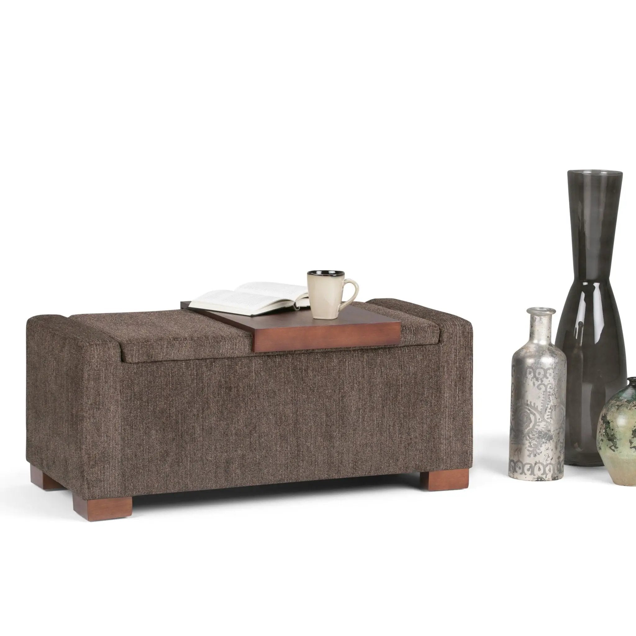 Bretton - Lift Top Storage Ottoman - Deep Umber Brown by Unique Piece Furniture