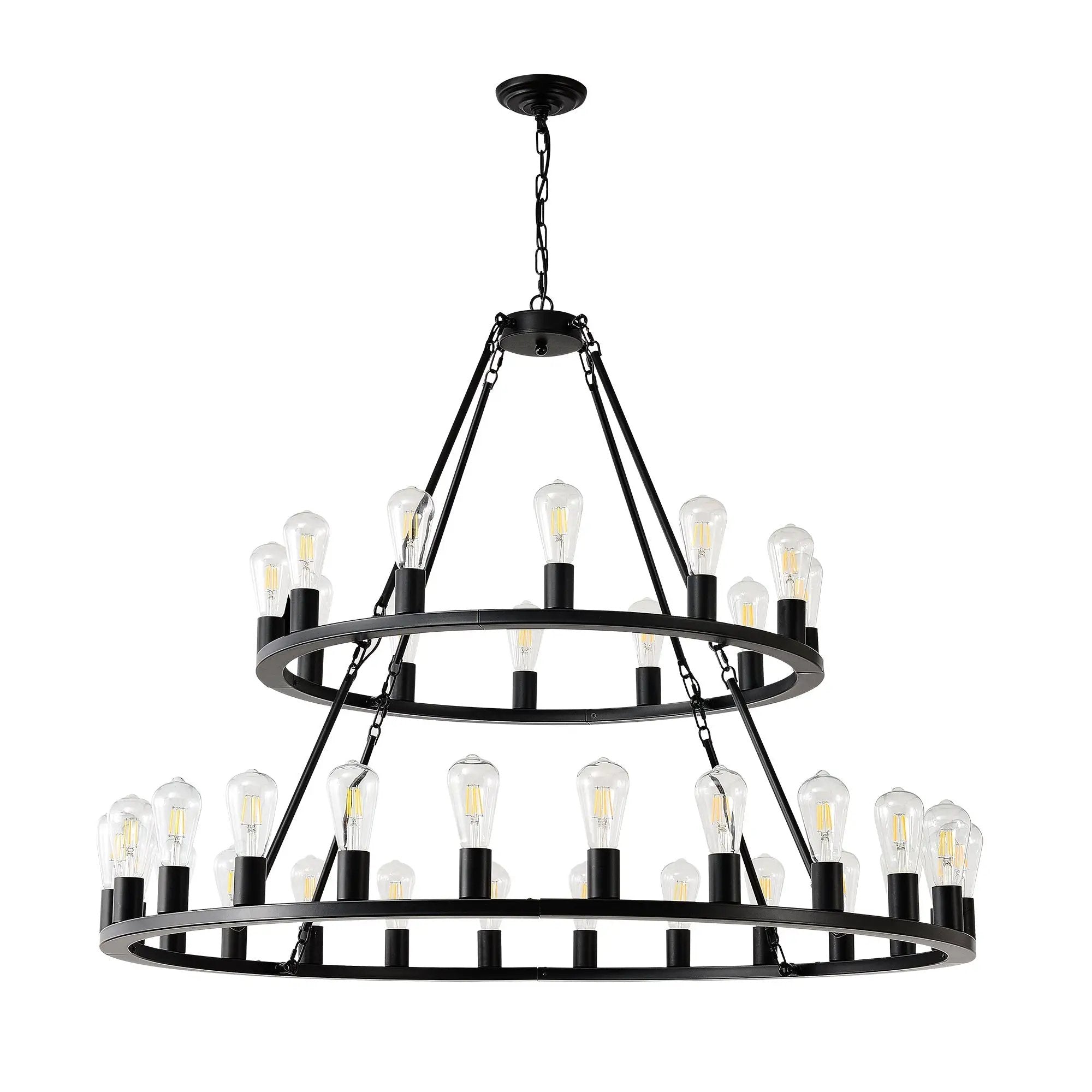 52 Inch Black Wagon Wheel Chandelier, 36-Lights by HouseOfZazla