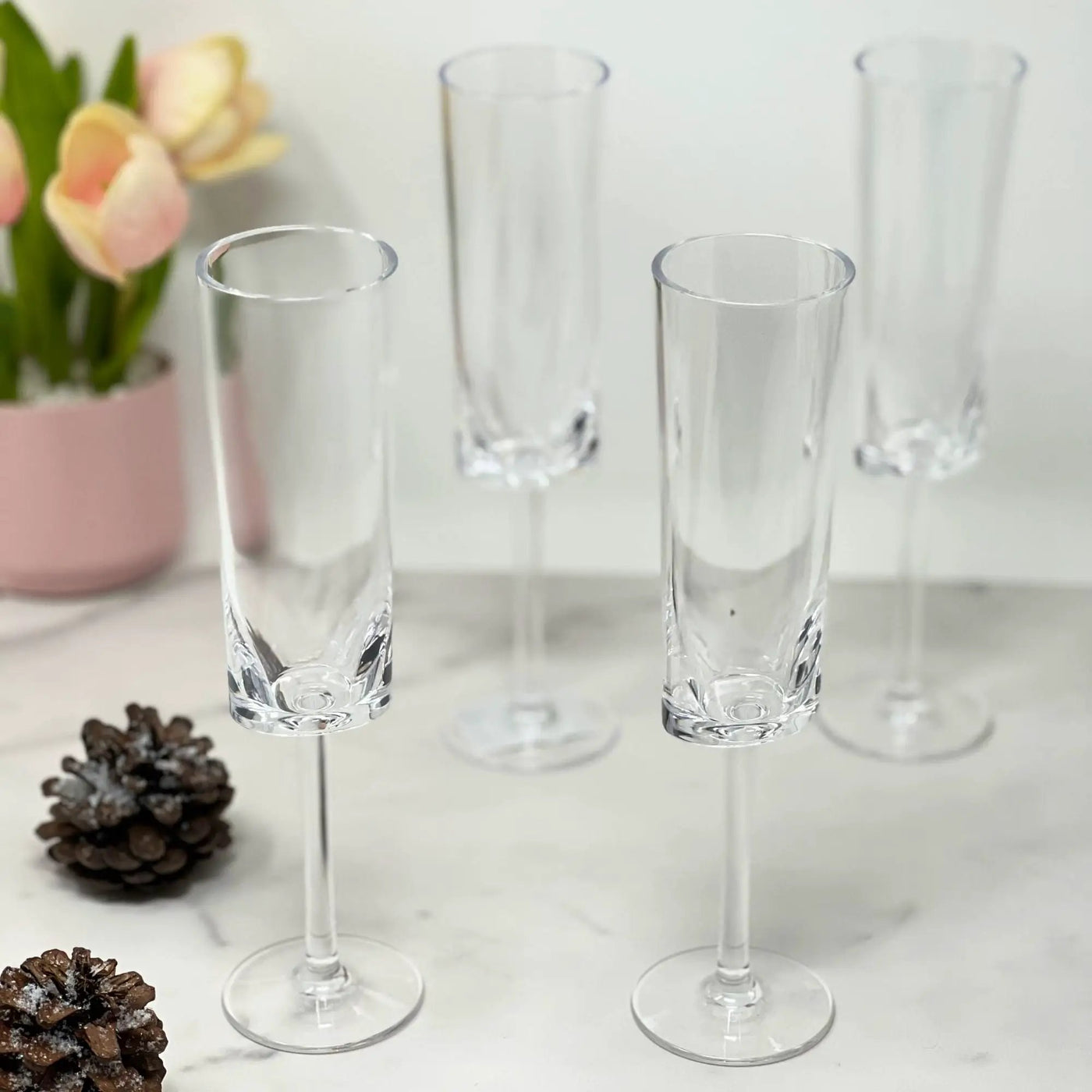 Oval Halo - Acrylic Champagne Flutes (Set of 4) by HouseOfZazla