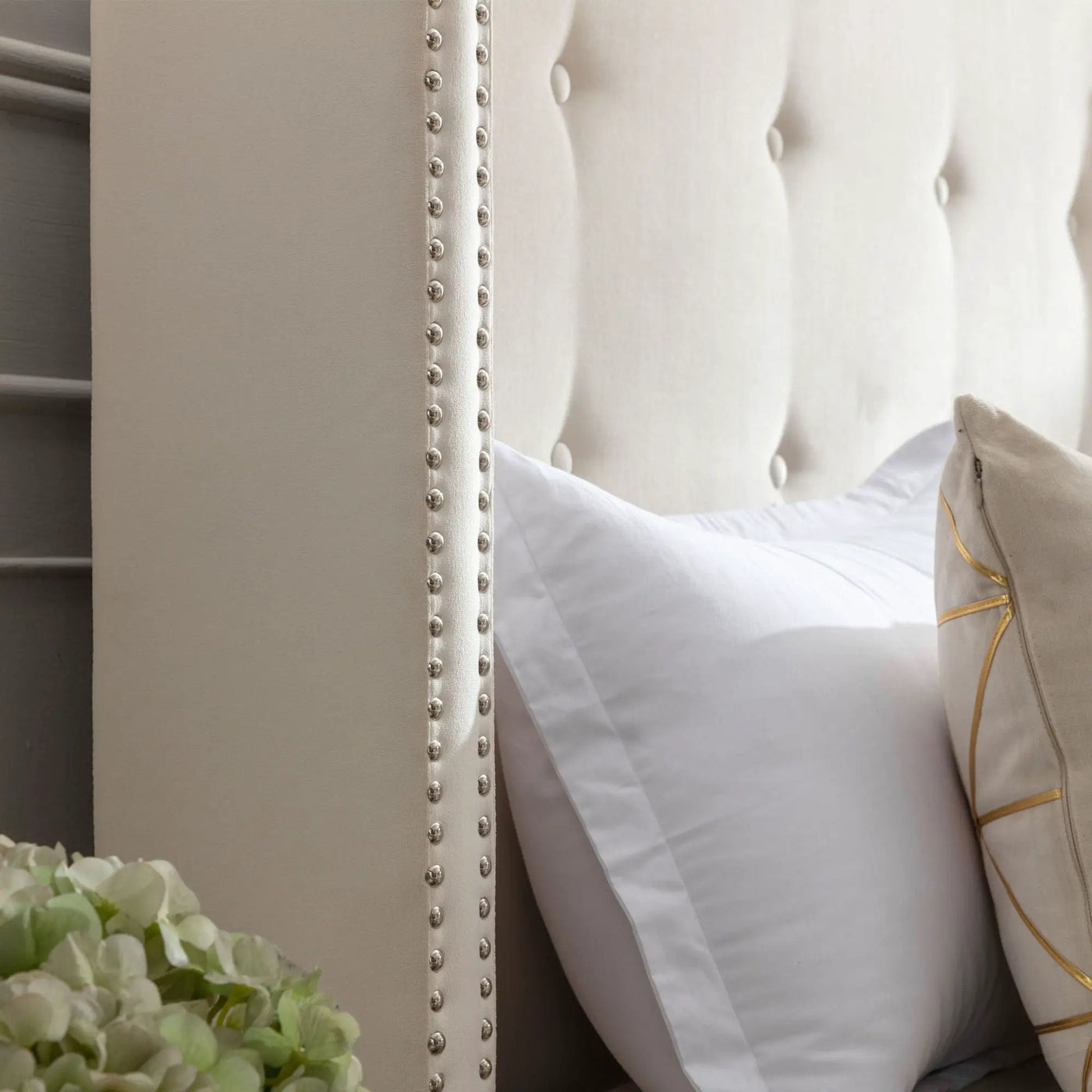 Peyton - Upholstered Bed With 54" High Headboard, Traditional Hand Buttoned Tufting by HouseOfZazla