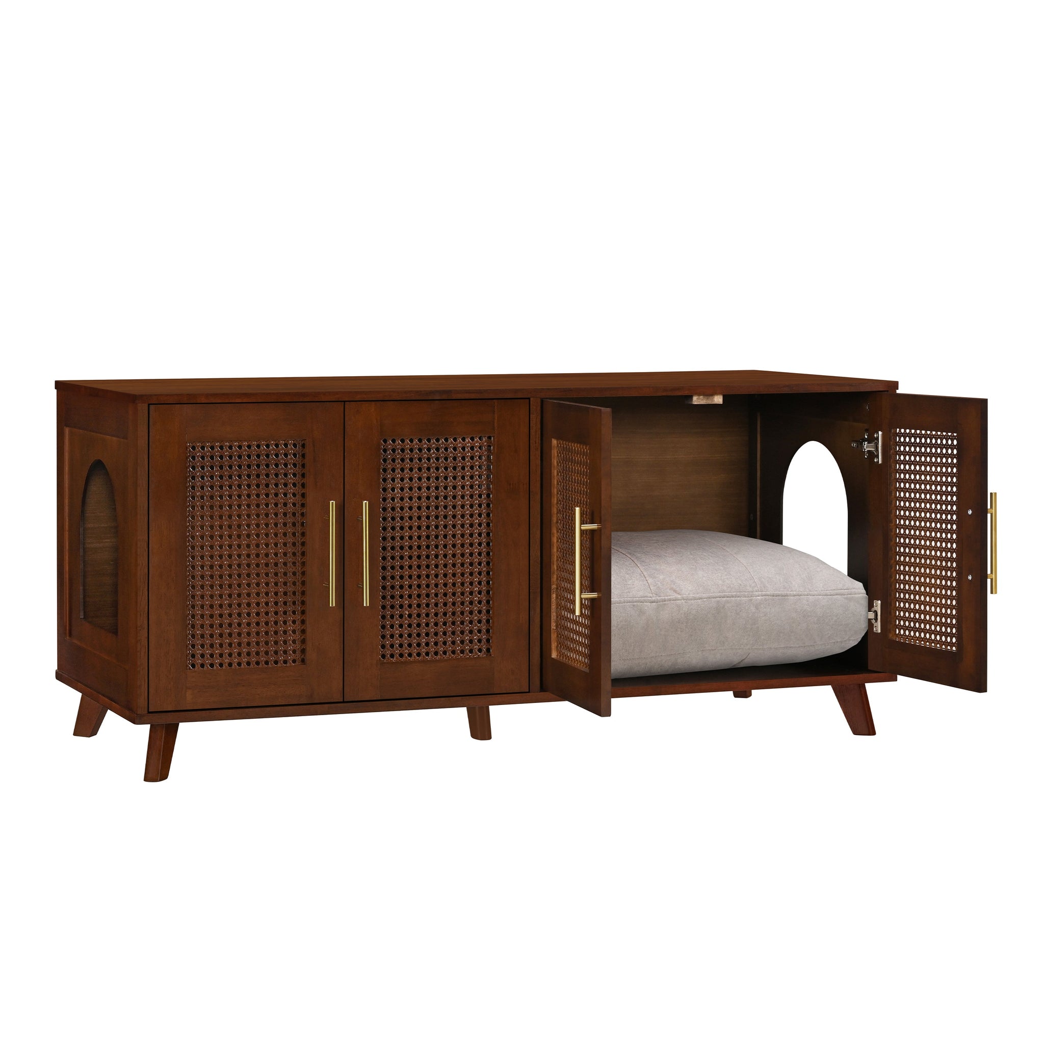 Myra Indoor Premium Rubber Wood Cat Cabinet with Cozy Cushion by HouseOfZazla