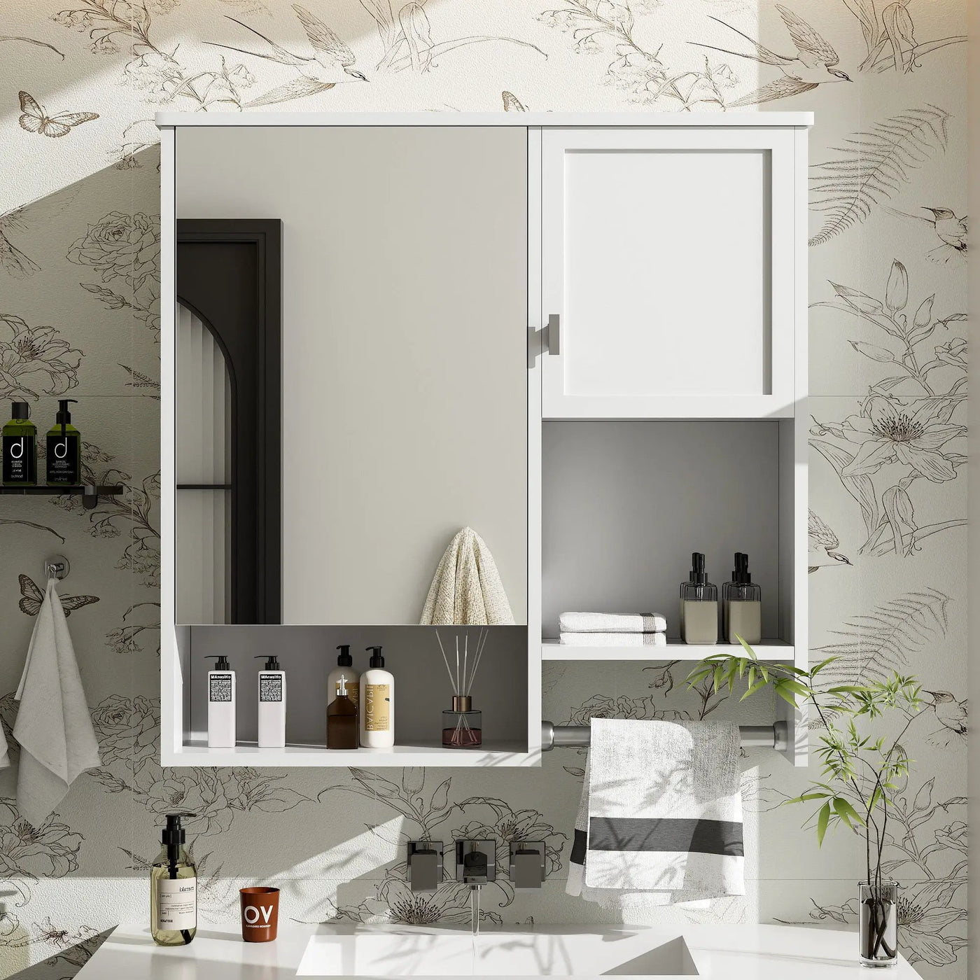 Modern Wall Mounted Bathroom Medicine Cabinet, Bathroom Wall Storage Cabinet With Mirror by HouseOfZazla