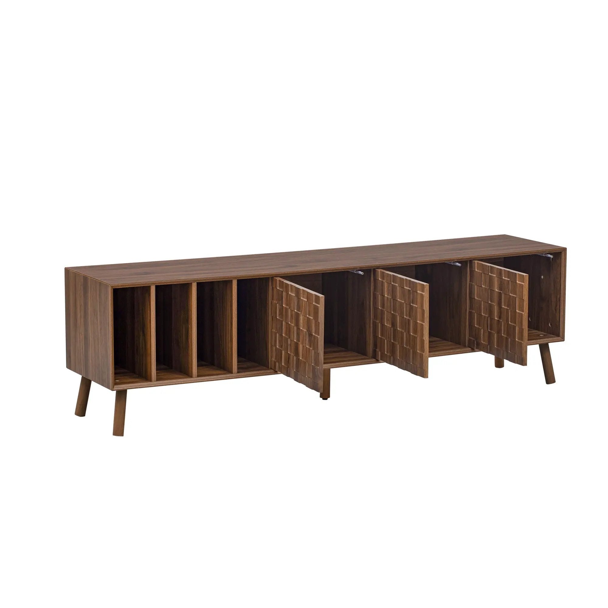 TV Stand With 5 Legs, Media Console Table For Tvs Up To 75" - Walnut by HouseOfZazla