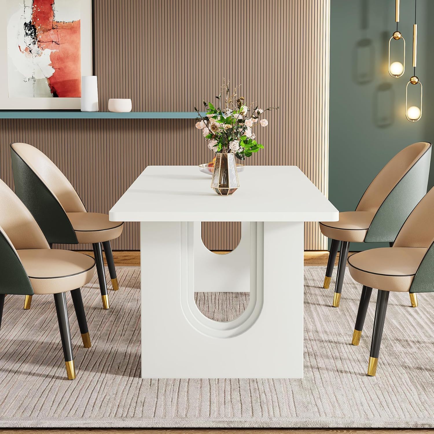 Rectangular Dining Table For 6 - 8 People With Pedestal Base by HouseOfZazla