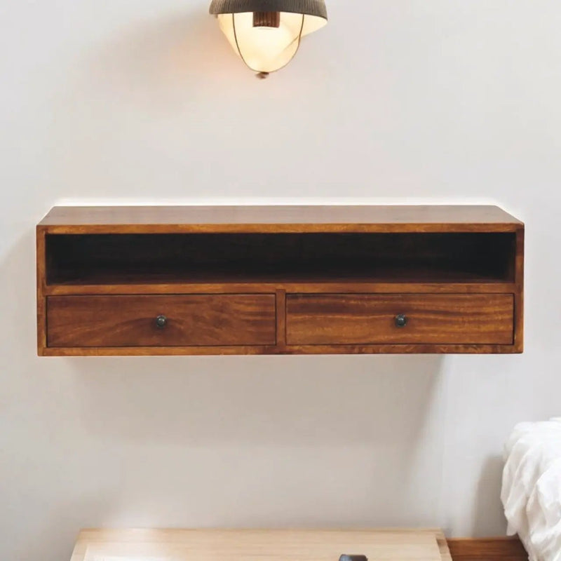 Lunar - 2 Drawer Wall Mounted Media Unit - Brown by HouseOfZazla
