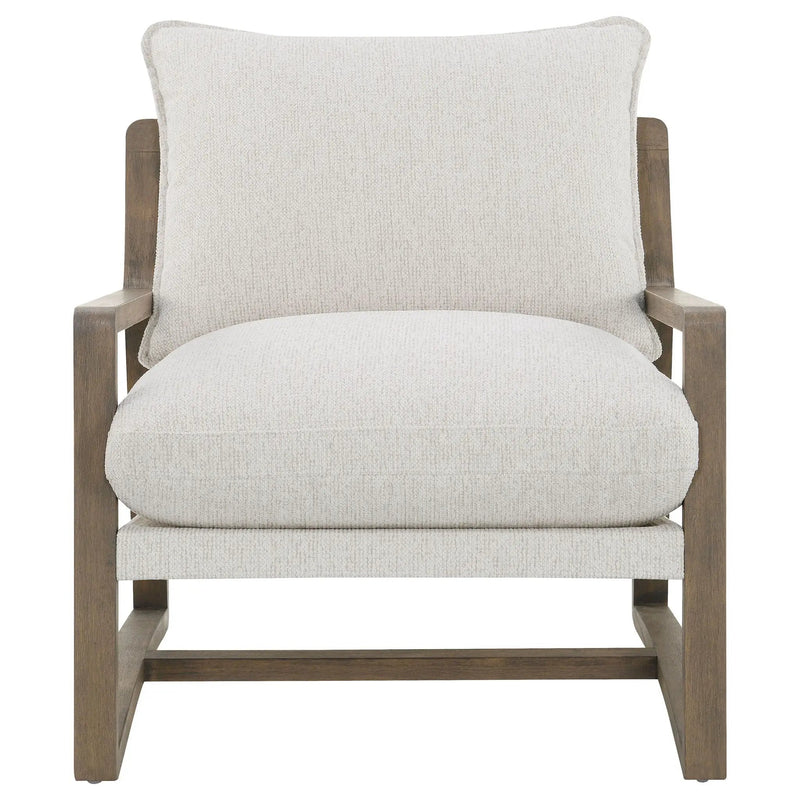 Geneva Boucle Upholstered Wood Arm Accent Chair Sand by Unique Piece Furniture