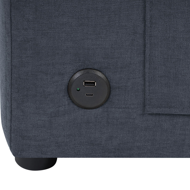 Modern L-Shaped Sectional Sofa With Curved Chaise, USB Ports, And Side Storage Pockets