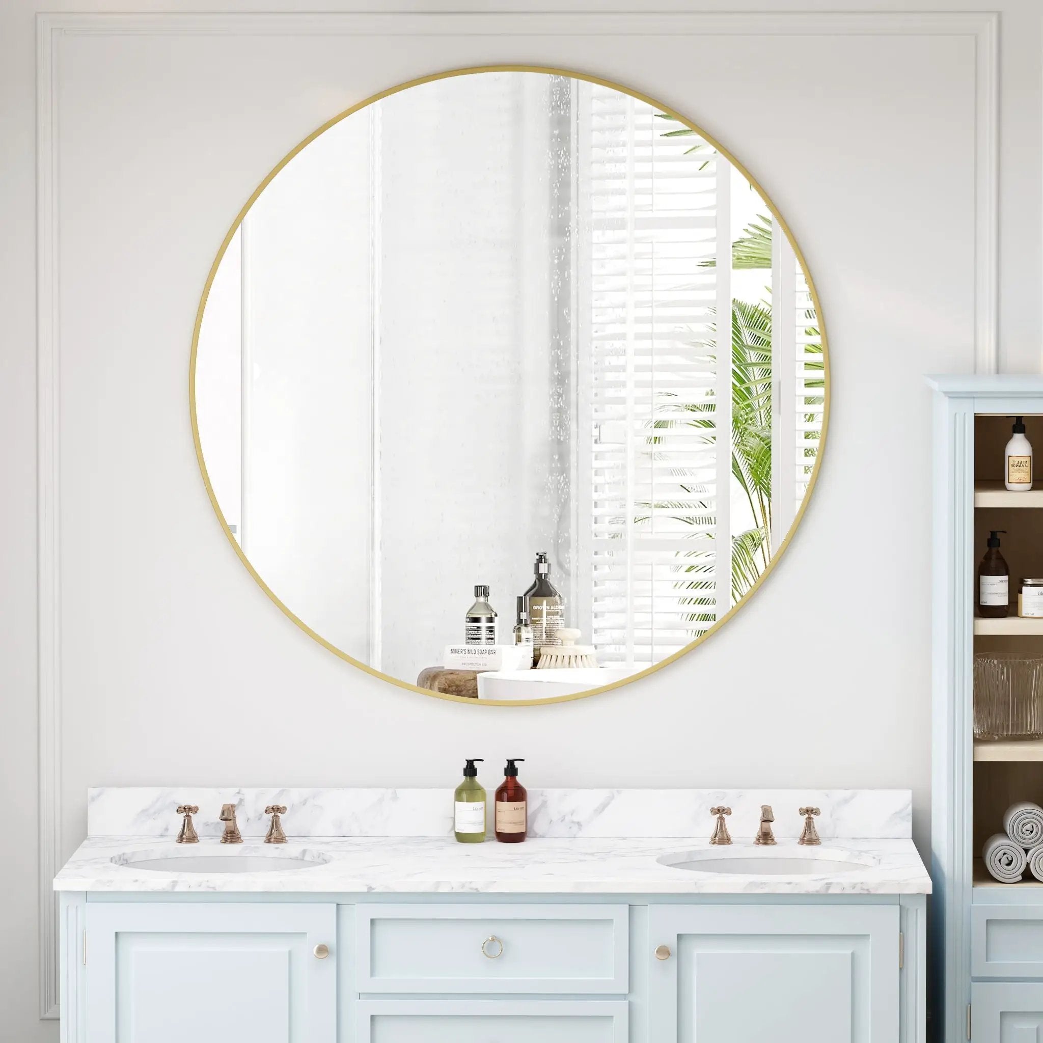Wall Circular Mirror Metal Framed Mirror Round Vanity Mirror Dressing Mirror, For Bathroom, Living Room, Bedroom Wall Decor by Unique Piece Furniture