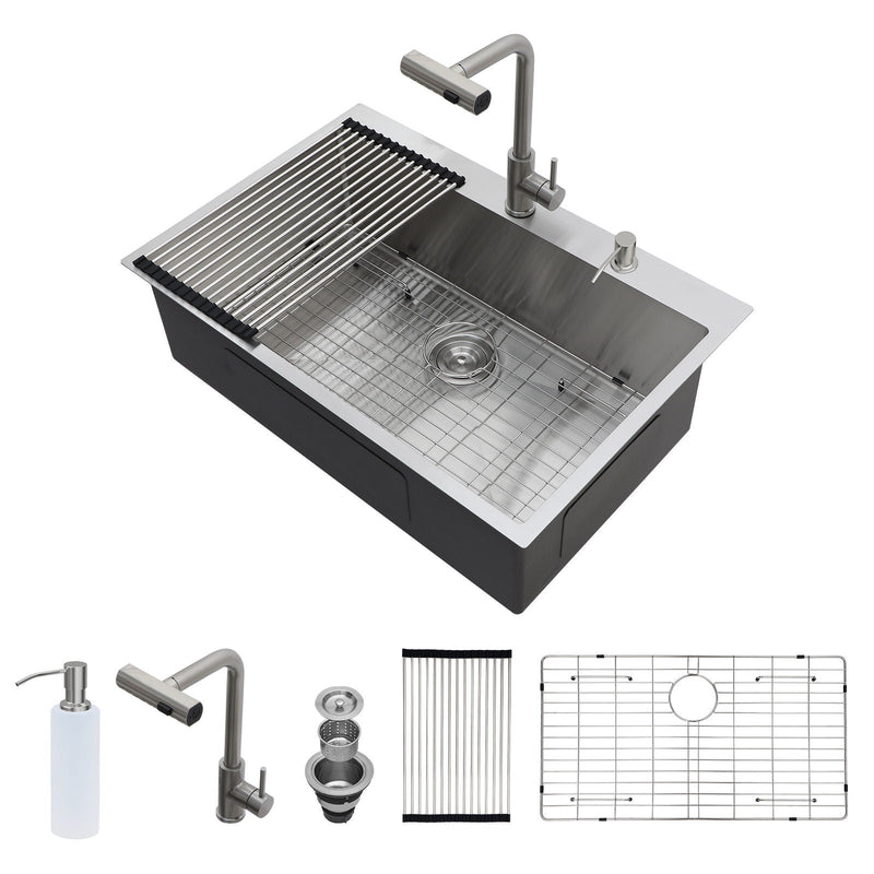 Drop In Kitchen Sink With Pull Down Faucet And Soap Dispenser by HouseOfZazla