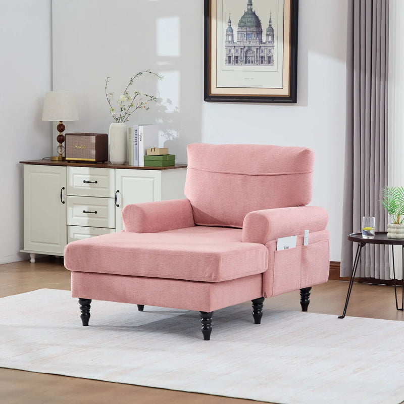 Modern Minimalist Chenille Fabric Chaise Lounge Recliner by HouseOfZazla