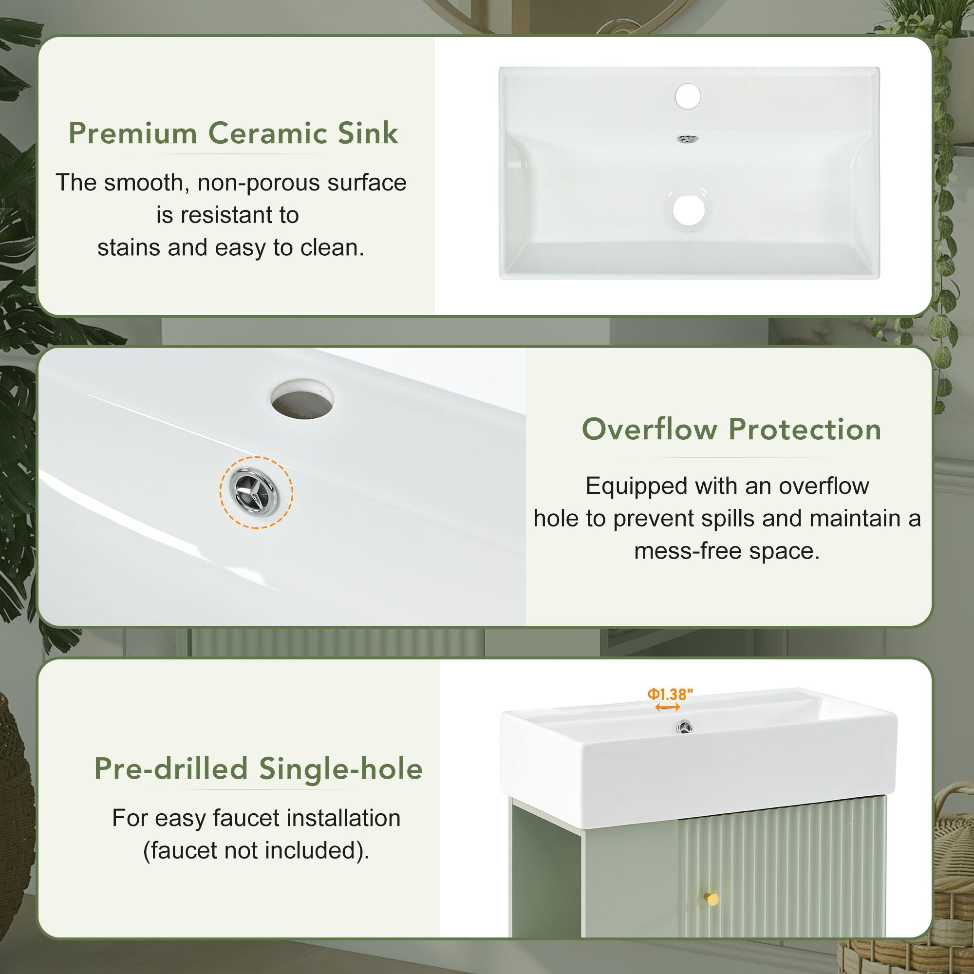 Modern Floating Bathroom Vanity With Ceramic Basin Perfect For Small Bathrooms by HouseOfZazla