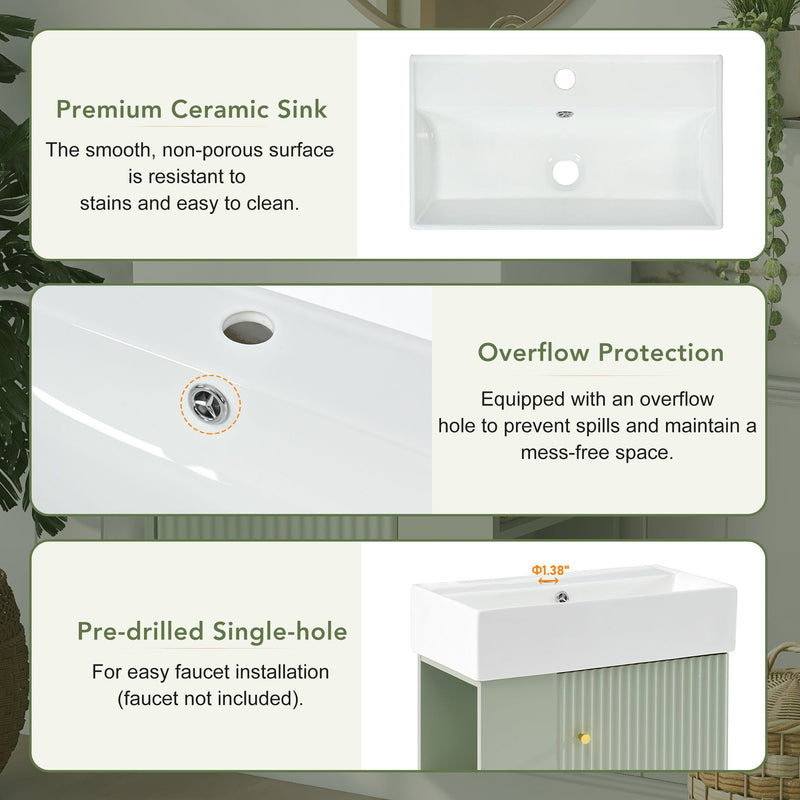 Modern Floating Bathroom Vanity With Ceramic Basin Perfect For Small Bathrooms by HouseOfZazla