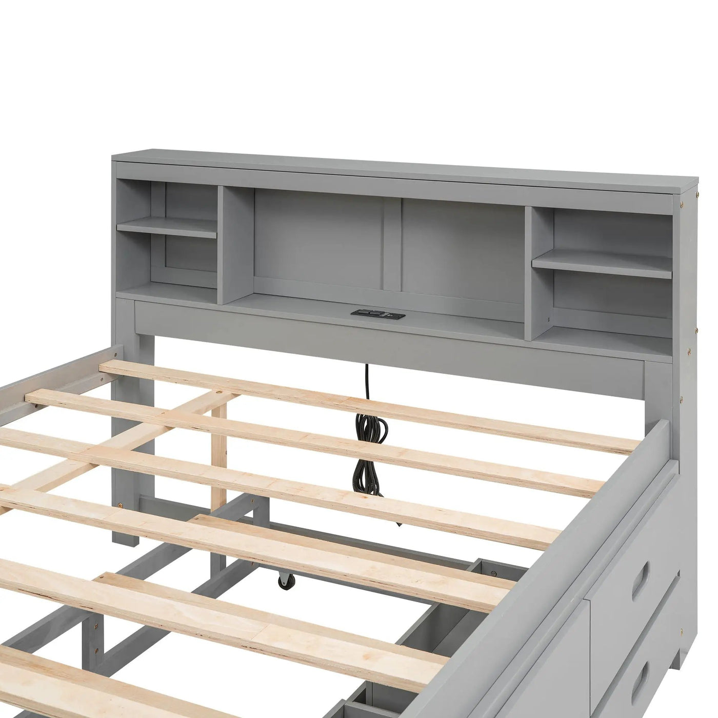 Platform Bed With Storage Headboard, USB, Trundle And 3 Drawers by HouseOfZazla
