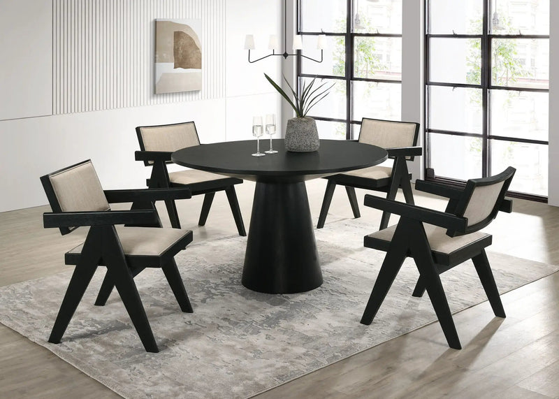 Jasper - 5 Piece Round Dining Set - Ebony Black by Unique Piece Furniture