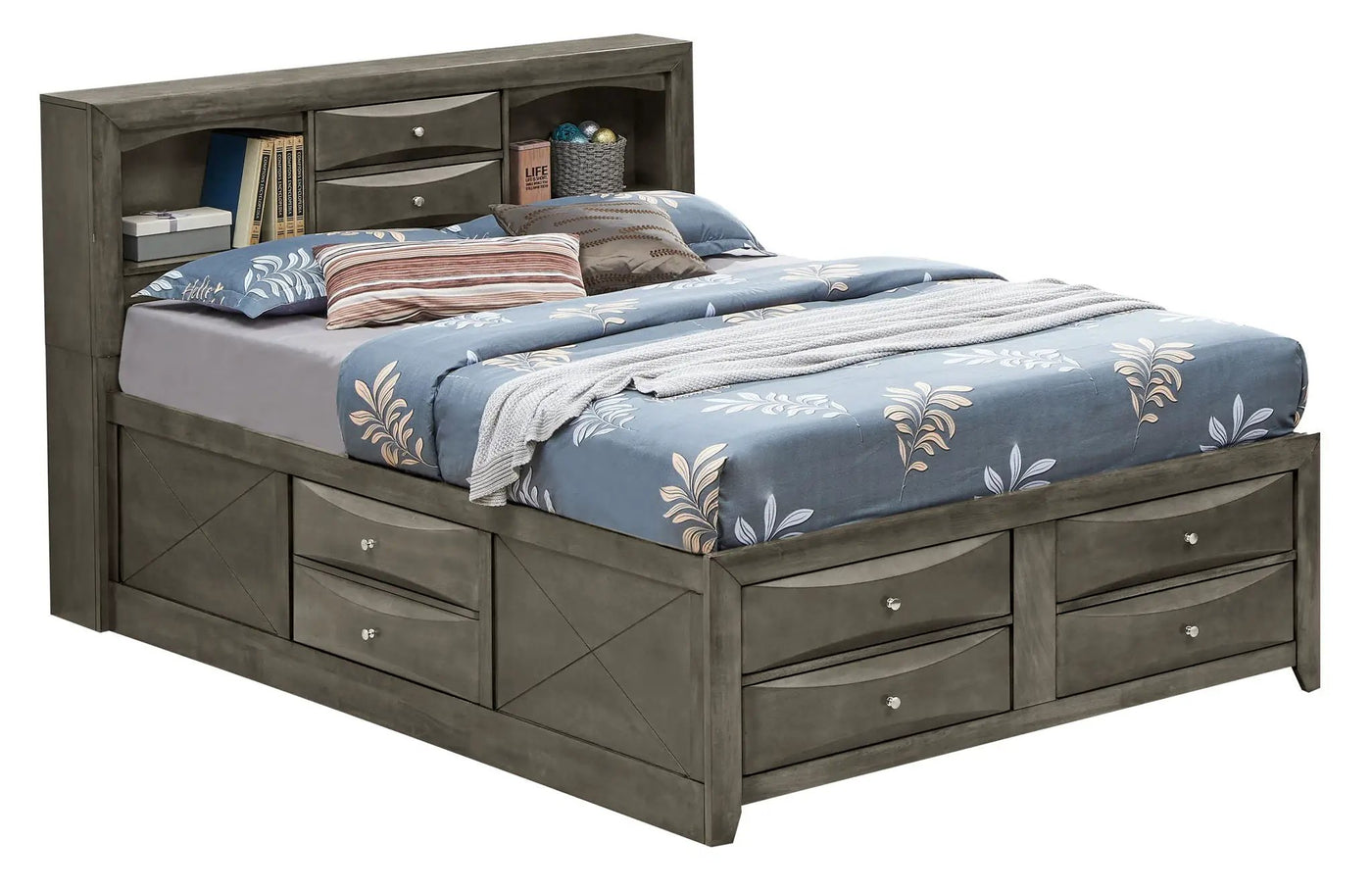 Modern Design Storage Bed With Bookcase Headboard by Unique Piece Furniture