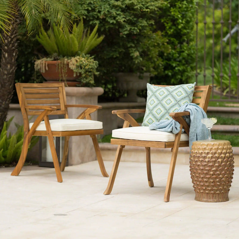 Dining Chair With Water-Resistant Cushion - Teak Wood by HouseOfZazla