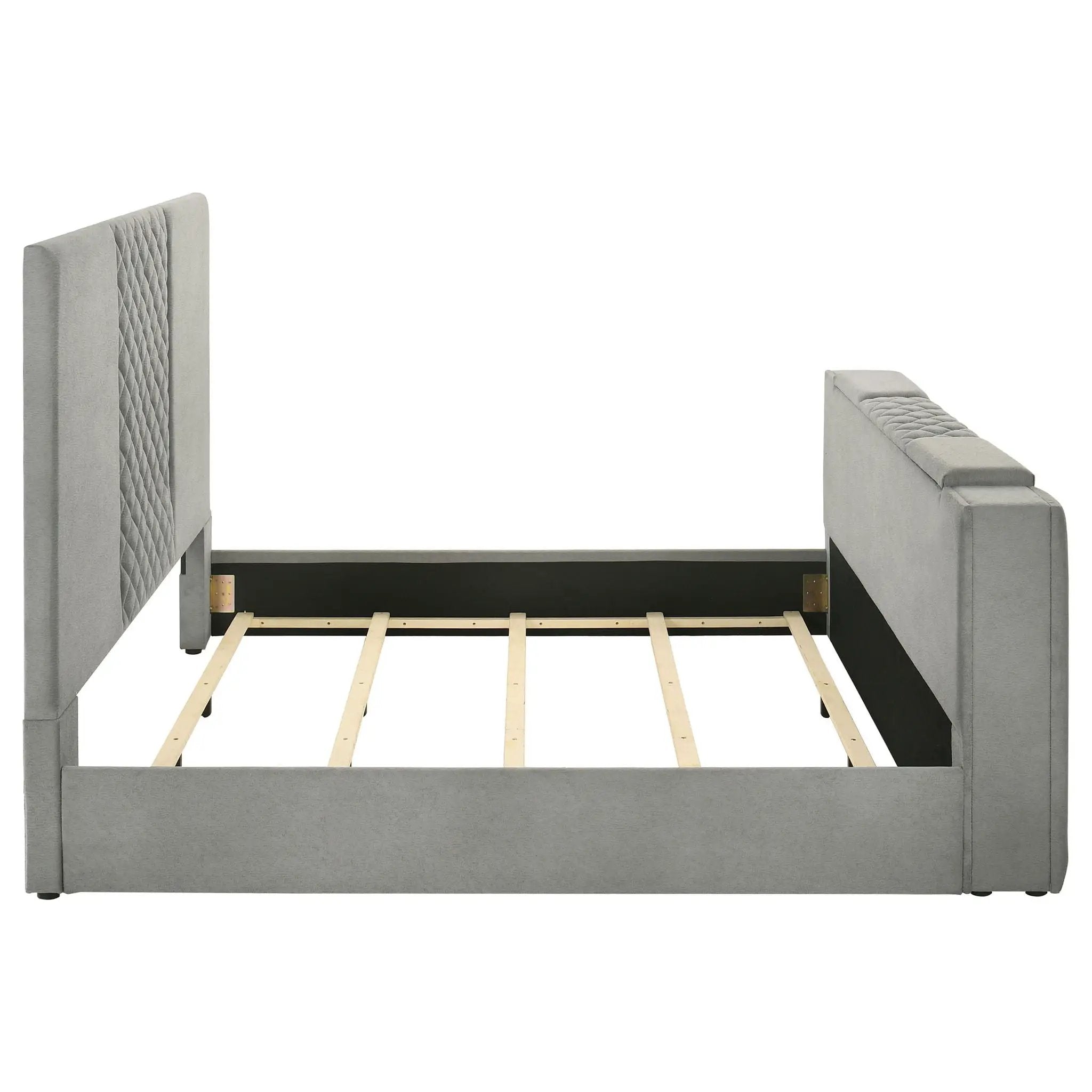 Tara 61-inch Upholstered Eastern King Panel TV Bed Grey by Unique Piece Furniture