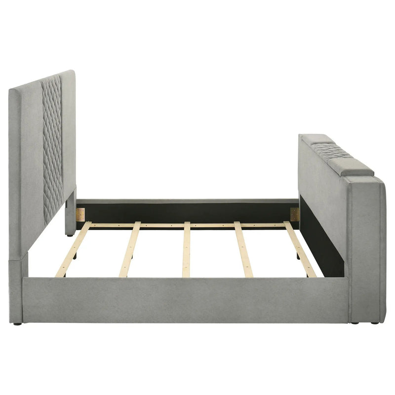 Tara 61-inch Upholstered Eastern King Panel TV Bed Grey by Unique Piece Furniture