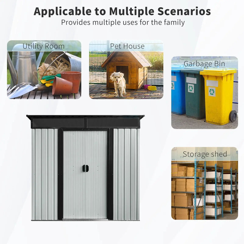 Outdoor Metal Storage Shed With Window And Transparent Plate For Garden, Lawn by HouseOfZazla