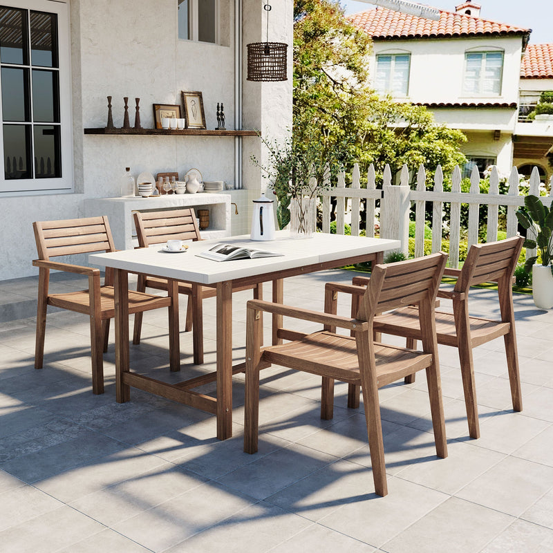 U_STYLE 5-Piece Outdoor Acacia Wood Dining Set by HouseOfZazla