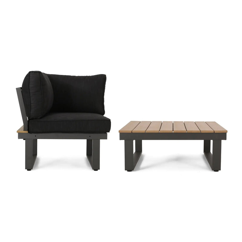 Sterling V-Shaped Outdoor Aluminum 5 Seater Sofa Set with Cushions by HouseOfZazla