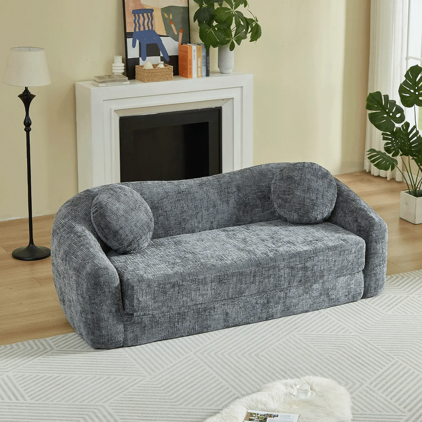 86-Inch Curved Convertible Sofa Recliner by HouseOfZazla