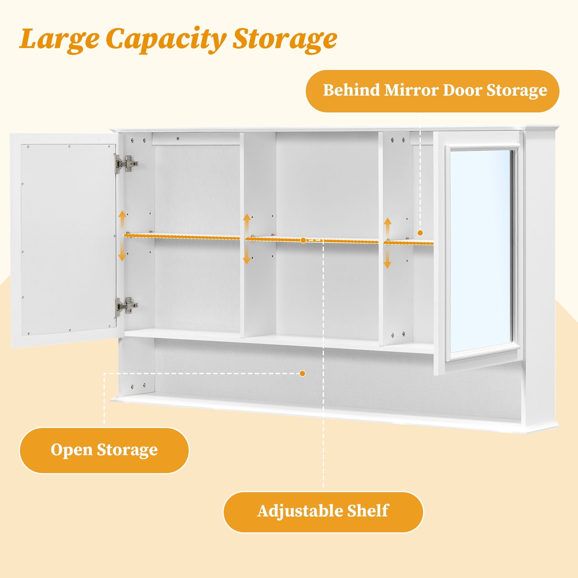 Wall Mounted Bathroom Medicine Cabinet With Double Mirrored Doors by HouseOfZazla