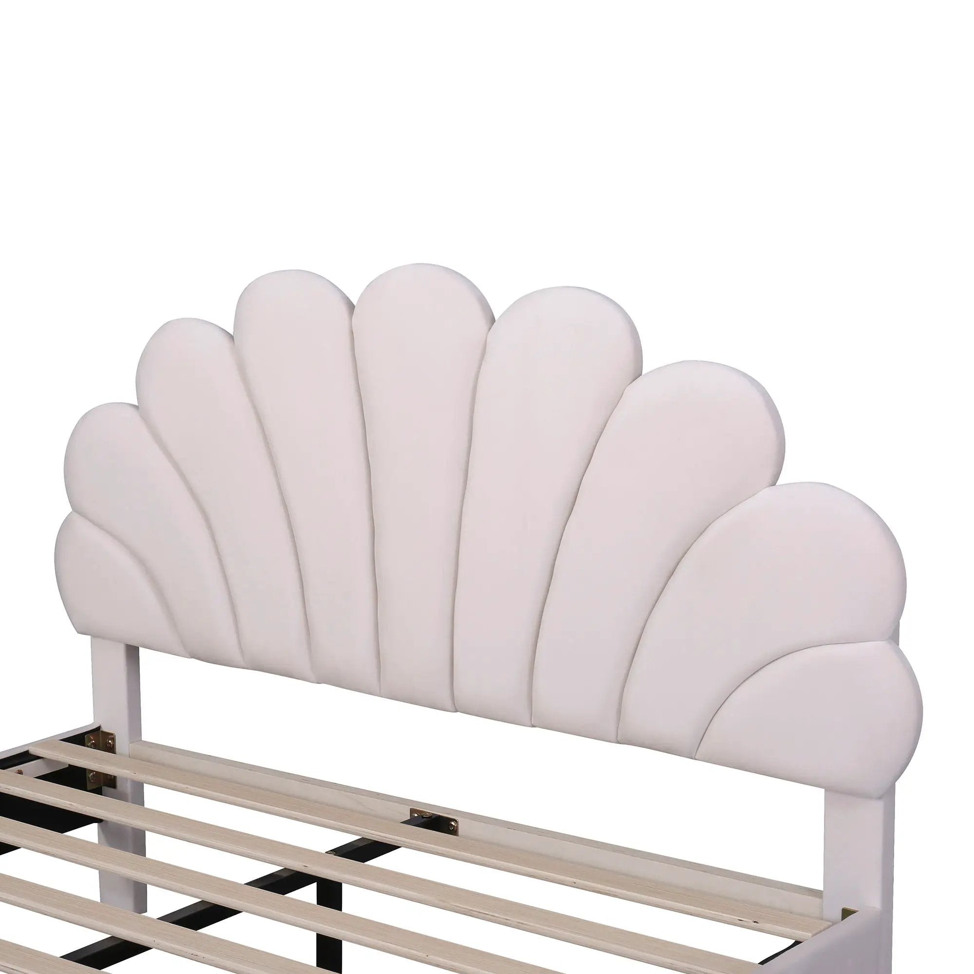 Upholstered Platform Bed With Flower Pattern Headboard by HouseOfZazla