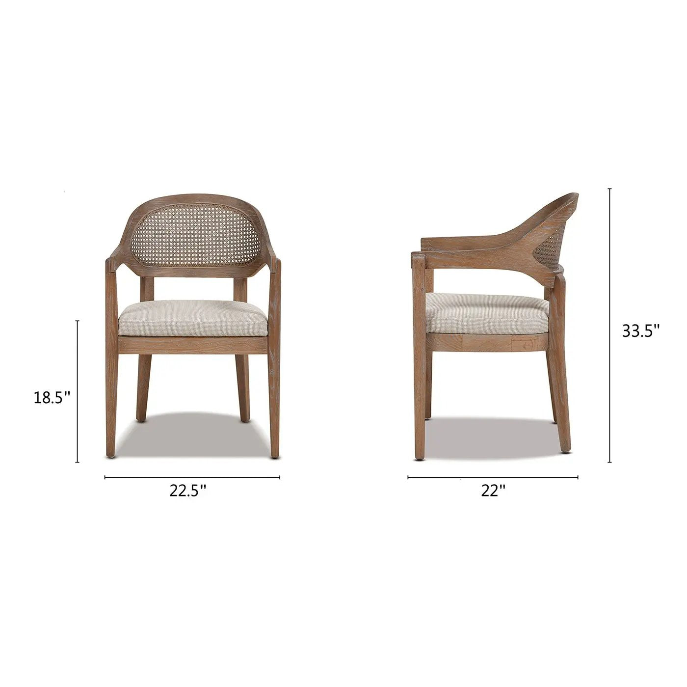 Americana - Mid-Century Modern Cane Back Dining Chair Textured Weave - Taupe Beige by HouseOfZazla