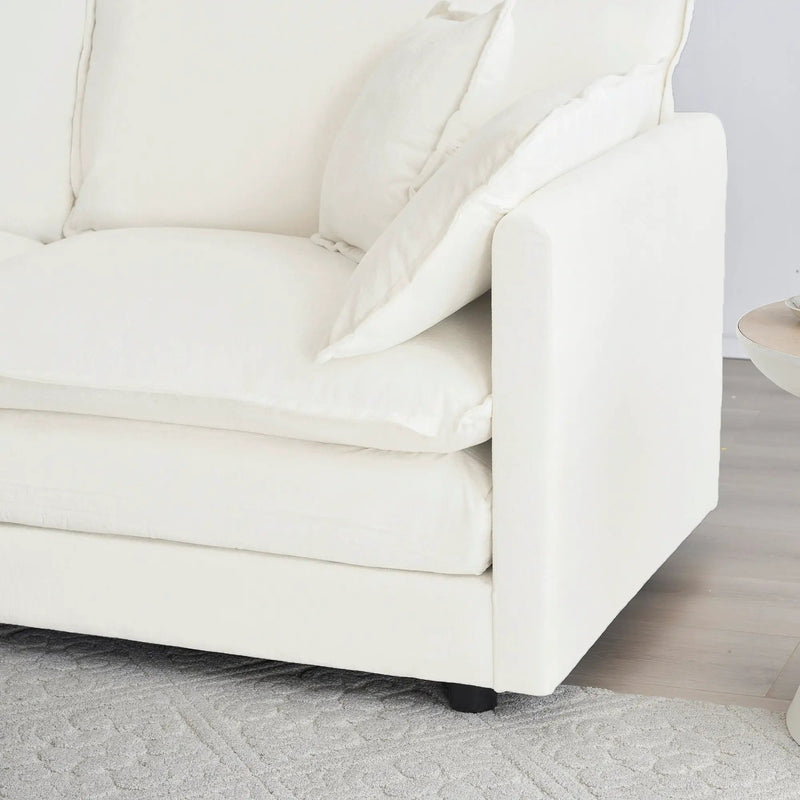 Mid-Century Modern Couch 3-Seater Sofa with Chenille Fabric by HouseOfZazla