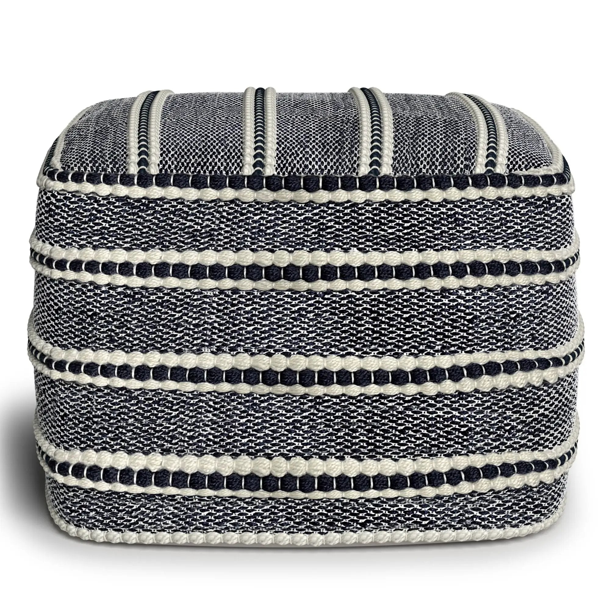 Corrie - Square Outdoor / Indoor Pouf - Navy / White by Unique Piece Furniture