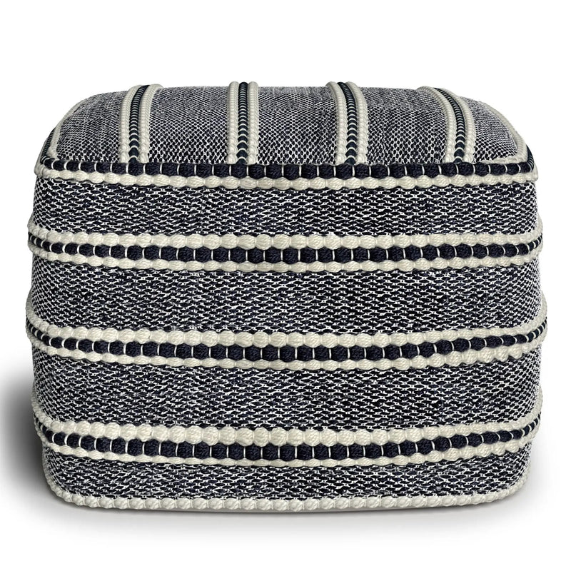 Corrie - Square Outdoor / Indoor Pouf - Navy / White by Unique Piece Furniture