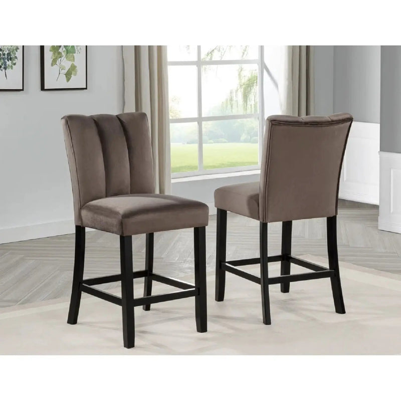 Upholstered Counter Height Chair For Dining Room (Set of 2) - Black / Brown by Unique Piece Furniture