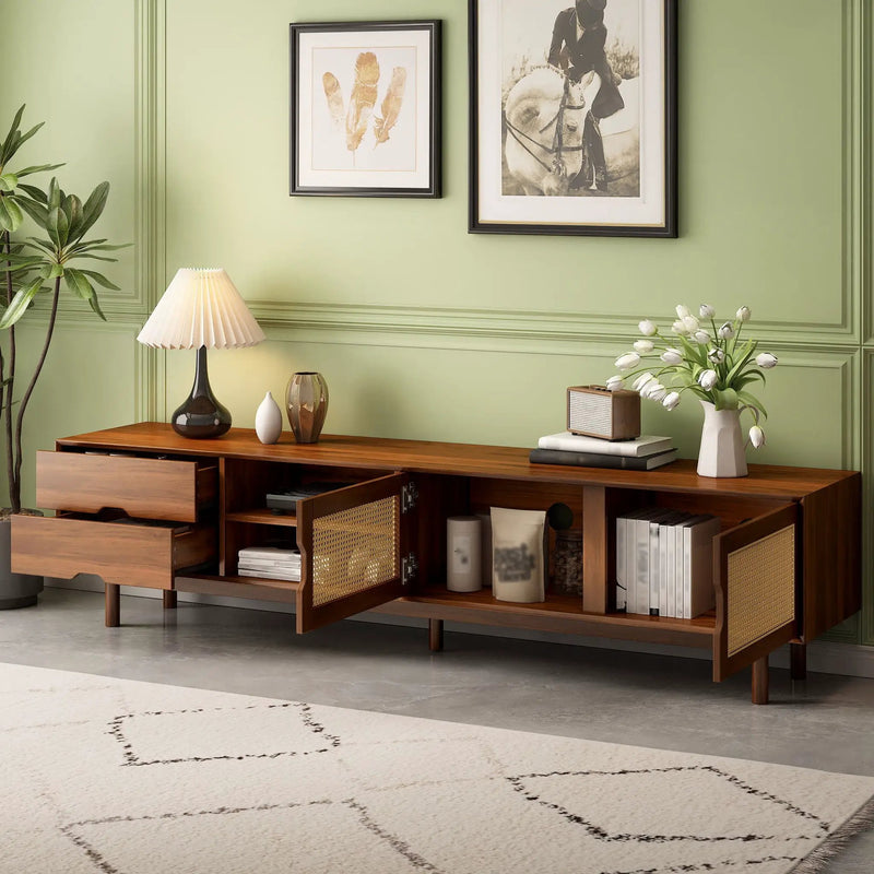 TV Stand For TVs Up To 85", Media Console With 2 Drawers - Walnut by Unique Piece Furniture