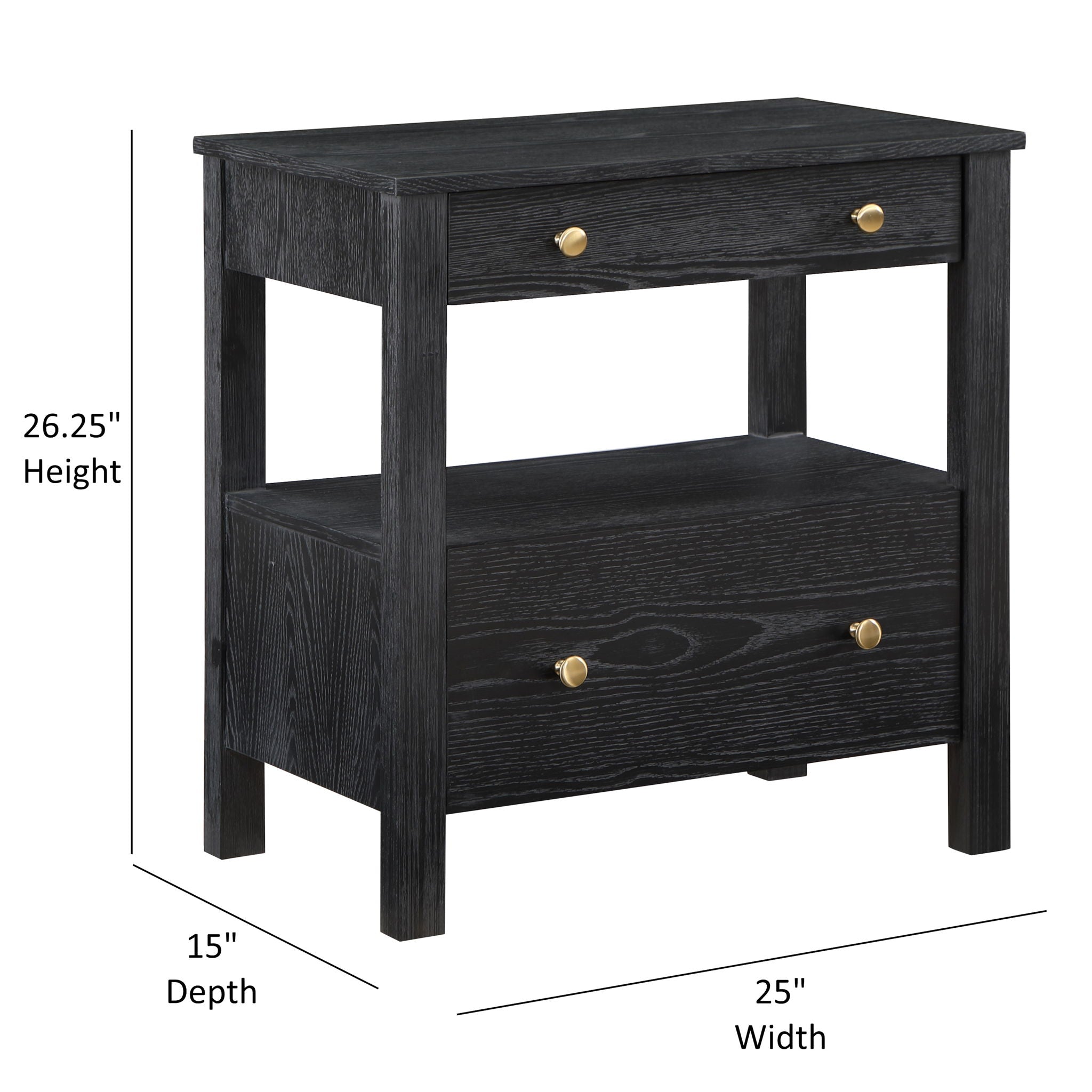 Danielle - 2 Drawer Nightstand - Black by HouseOfZazla