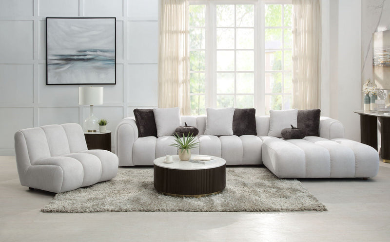 Manilla Sectional Sofa With Chair - Ivory White by HouseOfZazla