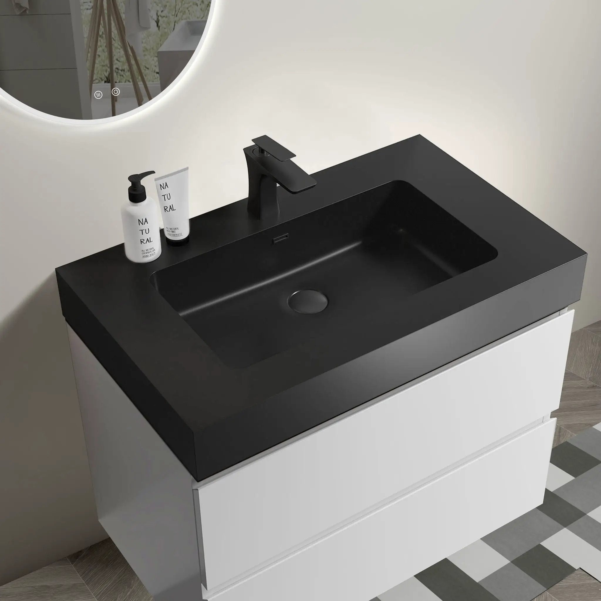 Alice - Bathroom Vanity With Large Storage, Sink Wall Mounted Floating Bathroom Vanity For Modern Bathroom, One-Piece Sink Basin Without Drain And Faucet by Unique Piece Furniture
