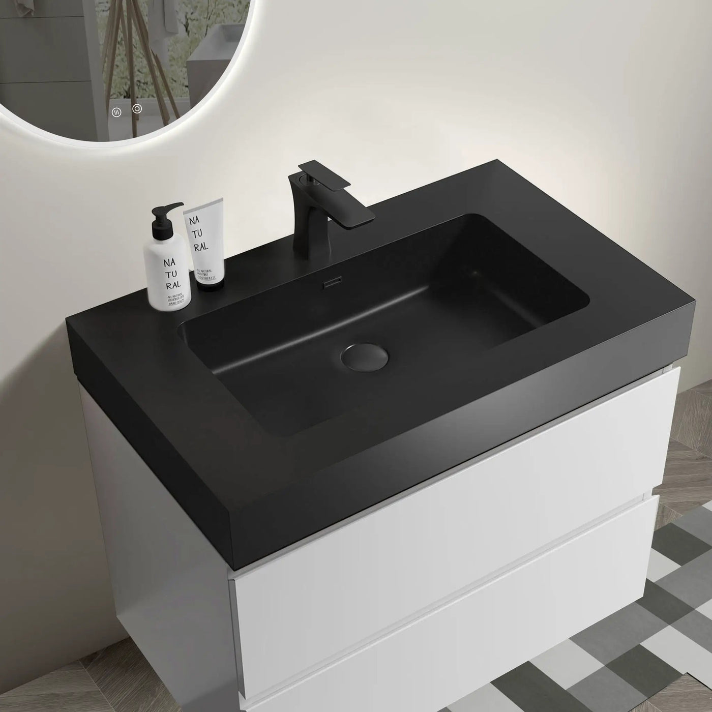 Alice - Bathroom Vanity With Large Storage, Sink, Wall Mounted by Unique Piece Furniture