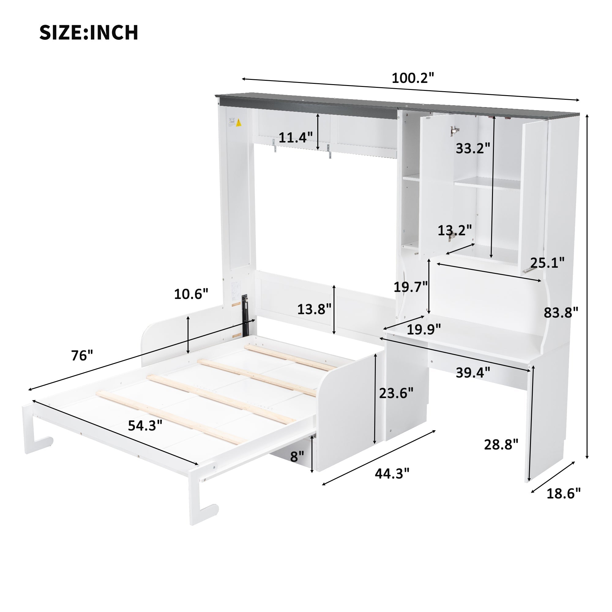 Multi-Functional Murphy Bed with Sofa, Desk, and Storage Cabinet by HouseOfZazla
