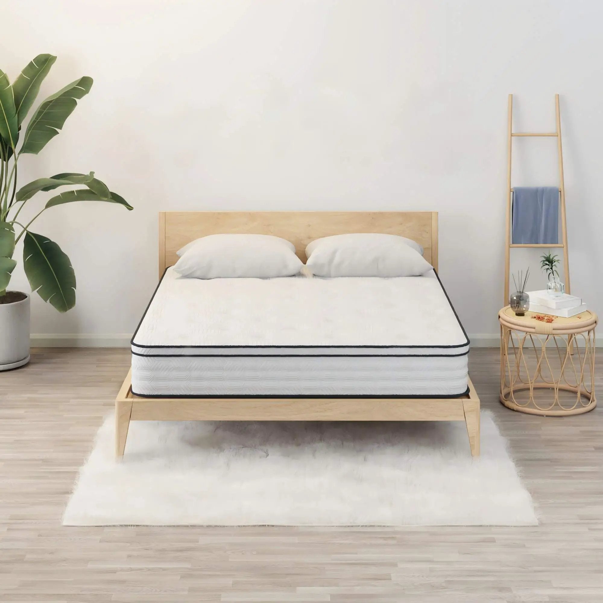 12'' Hybrid Mattress With Pocket Springs And Memory Foam, Medium Firm Support - White - Queen by Unique Piece Furniture