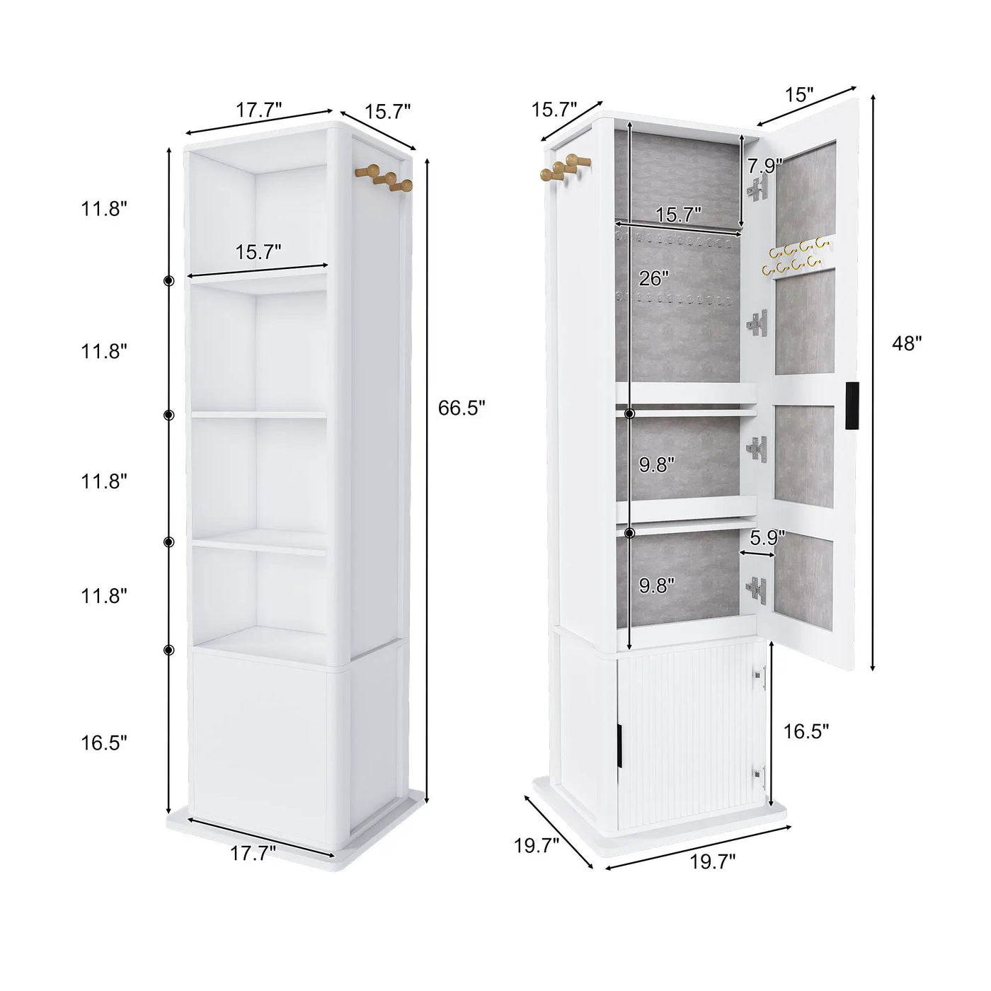 360° Rotating Makeup Cabinet With Full Length Mirror by Unique Piece Furniture